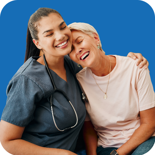 Medical professional embracing a patient